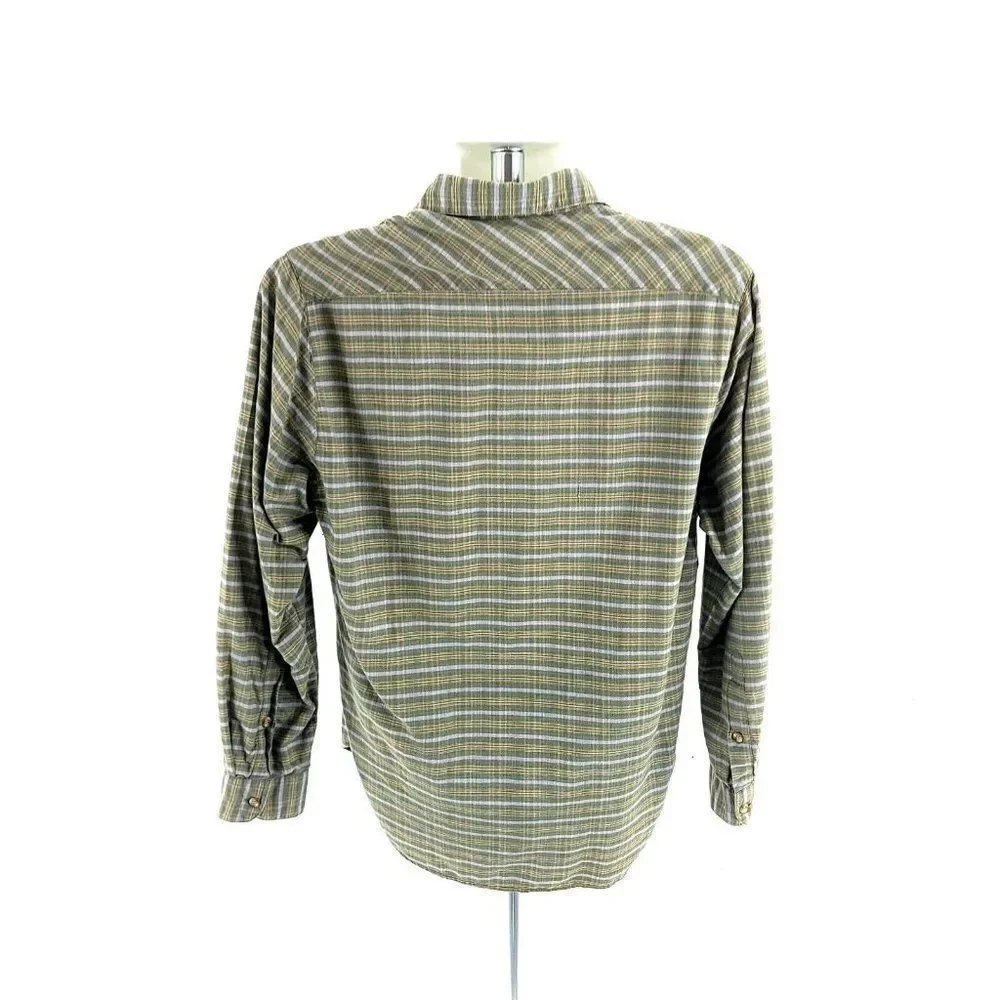 Banana Republic Green Plaid Medium Cotton Pocket Front Collared‎ Dress Shirt